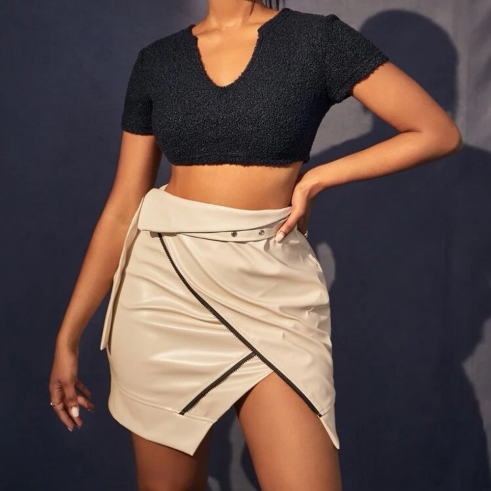 Shein;high waist vegan leather skirt